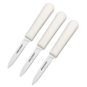 Dexter Sani-Safe 3-Pack of 3¼ Paring Knives, White Handle, DEXSTEEL Blades